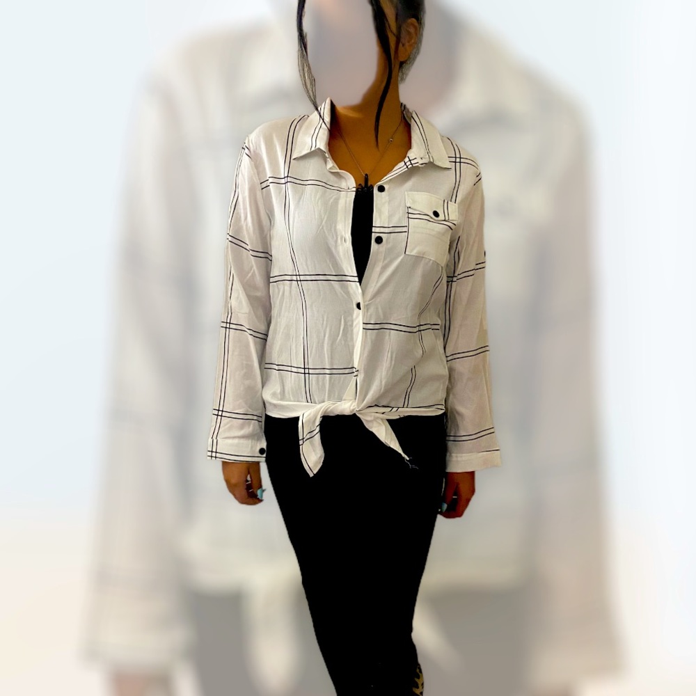 Shein light plaid long sleeve button up